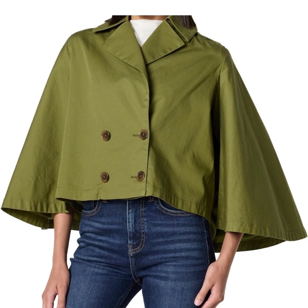 Cropped Trench Coat, Sea Kelp
